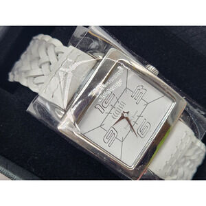 Ecclissi Sterling Silver Ladies Watch White Dial Braided Leather - New Battery